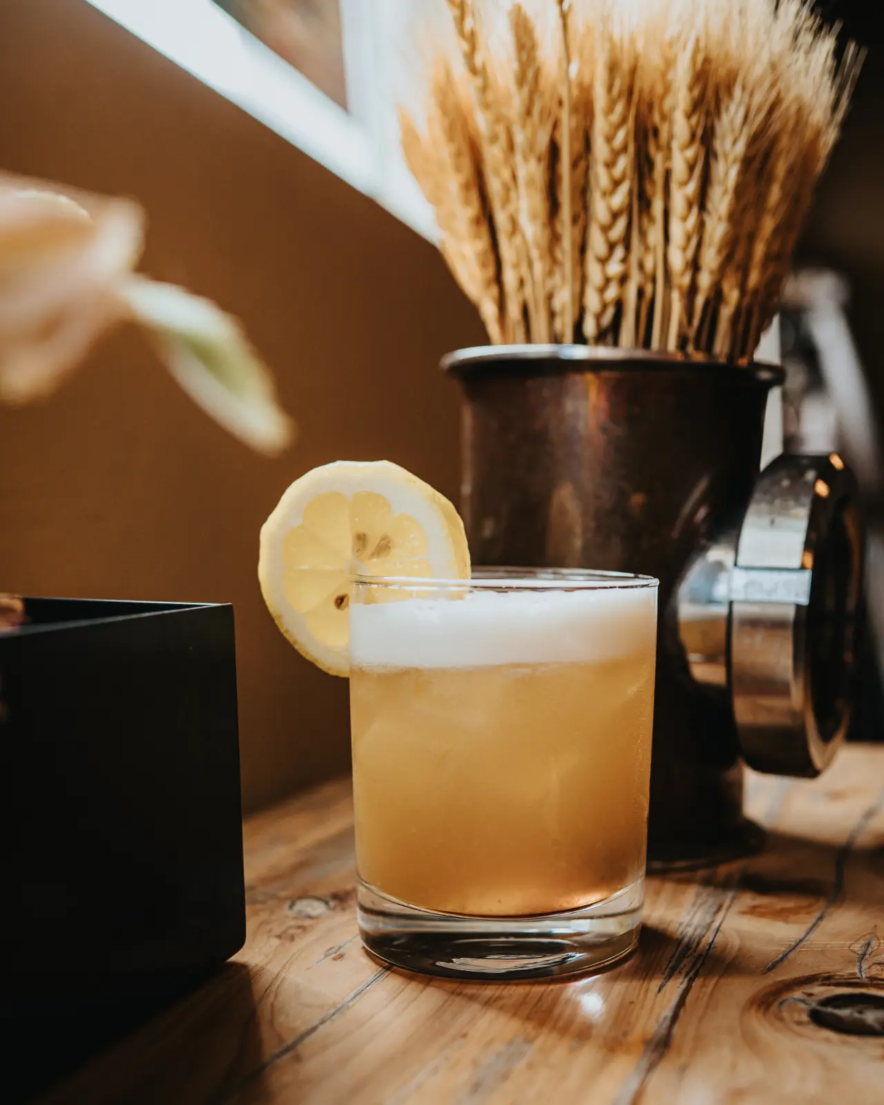 Handcrafted cocktail featuring house-distilled spirits